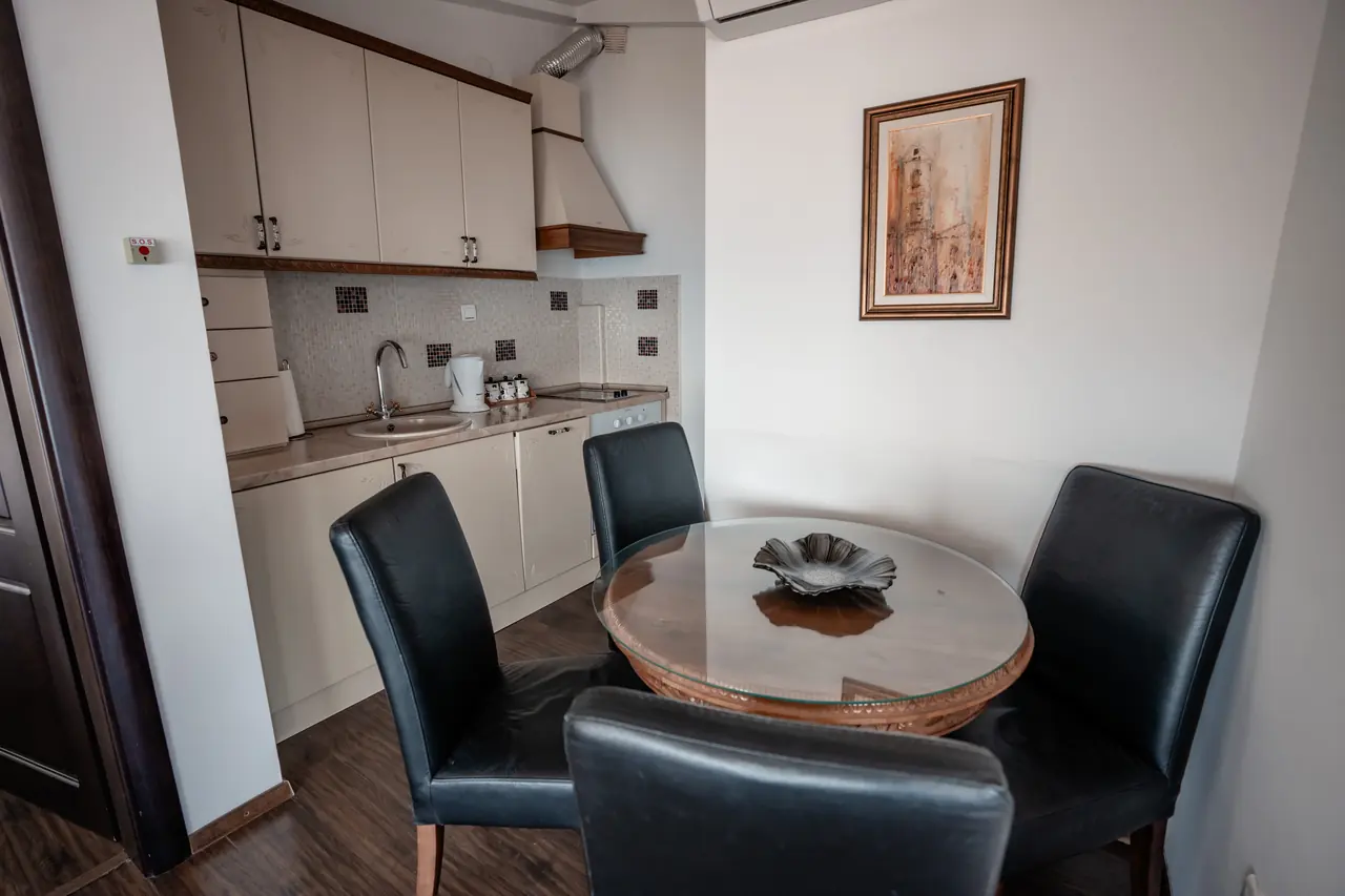 Dining table and kitchenette